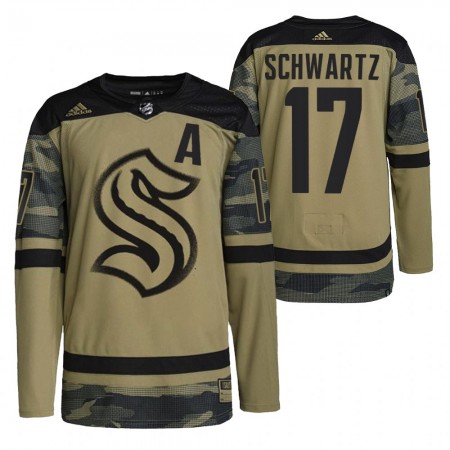 Seattle Kraken Dresy Jaden Schwartz 17 2021-22 Salute To Service Camo Authentic - Pánské